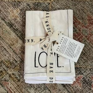 New Rae Dunn “LOVE” Embroidered Napkins